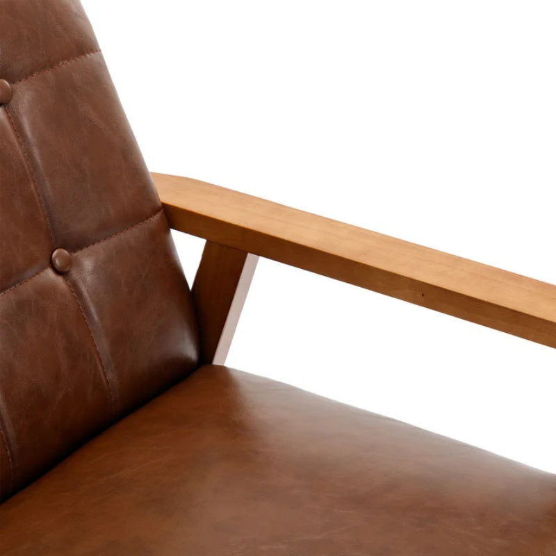 Leisure Chair with Solid Wood Armrest and Feet, Mid-Century Modern Accent chair, for Living Room Bedroom Studio chair-海智集-Default-