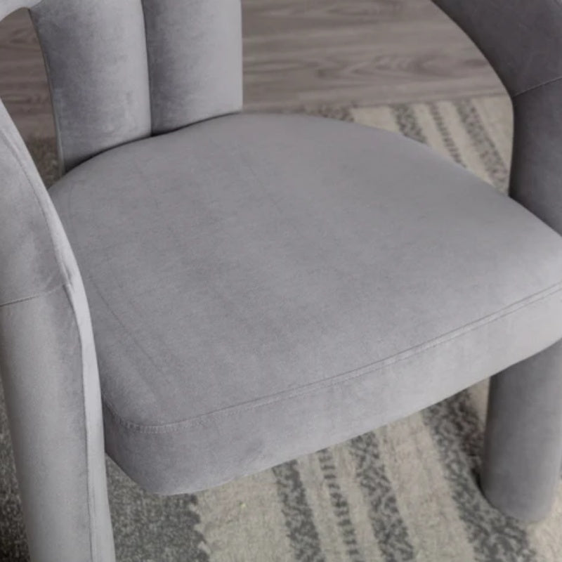 Contemporary Designed Velvet Fabric Upholstered Accent/Dining Chair /Barrel Side Chairs Kitchen Armchair for Living Room set of 2 (Gray Velvet)-海智集-Default-