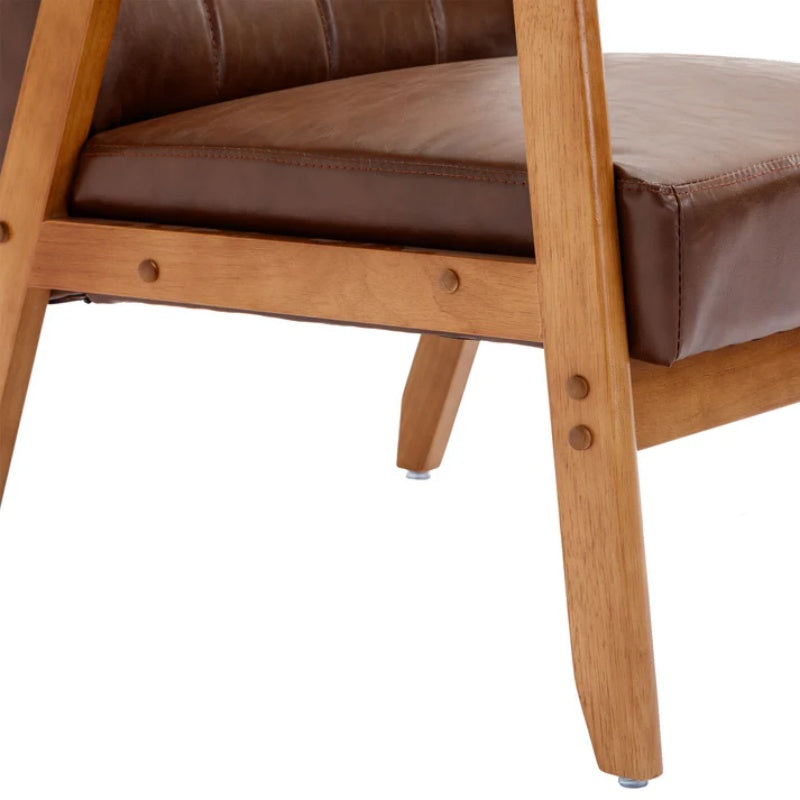 Leisure Chair with Solid Wood Armrest and Feet, Mid-Century Modern Accent chair, for Living Room Bedroom Studio chair-海智集-Default-