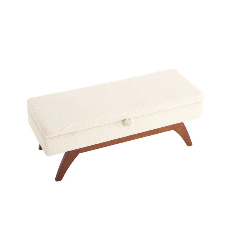 COOLMORE Teddy wool fabric, solid wood feet for solid weighing, and bed end stool with storage function-海智集-Default-