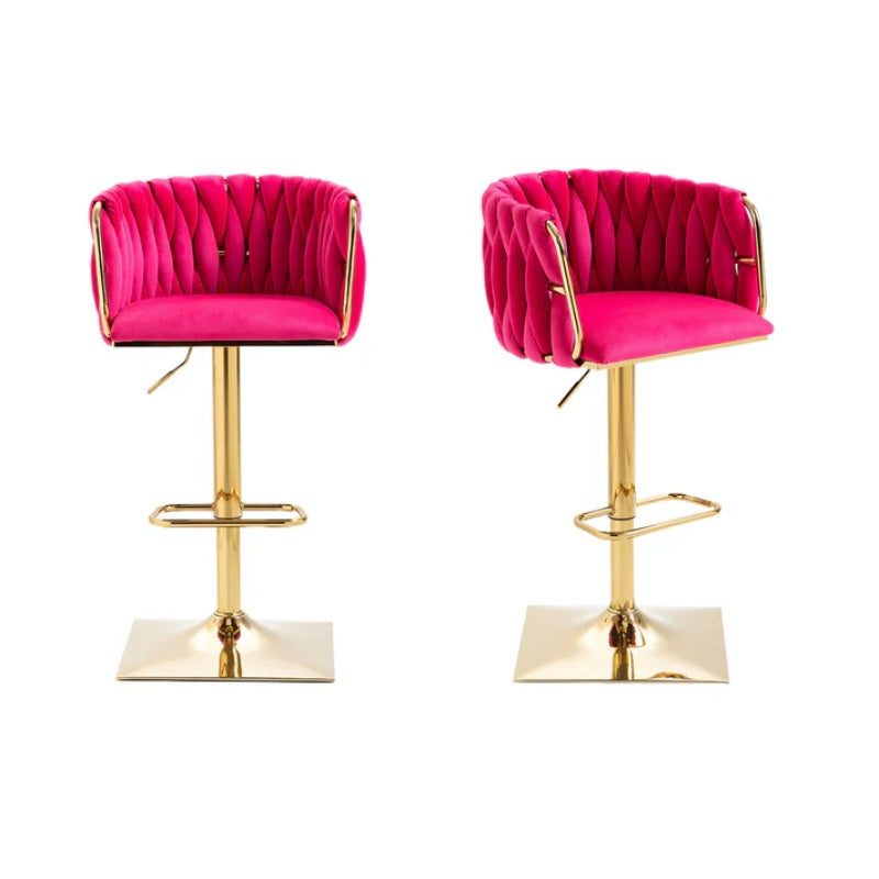 COOLMORE Vintage Bar Stools with Back and Footrest Counter Height Dining Chairs 2PC /SET-海智集-Default-