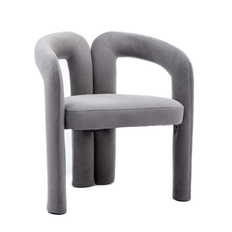Contemporary Designed Velvet Fabric Upholstered Accent/Dining Chair /Barrel Side Chairs Kitchen Armchair for Living Room set of 2 (Gray Velvet)-海智集-Default-