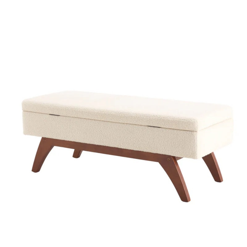 COOLMORE Teddy wool fabric, solid wood feet for solid weighing, and bed end stool with storage function-海智集-Default-