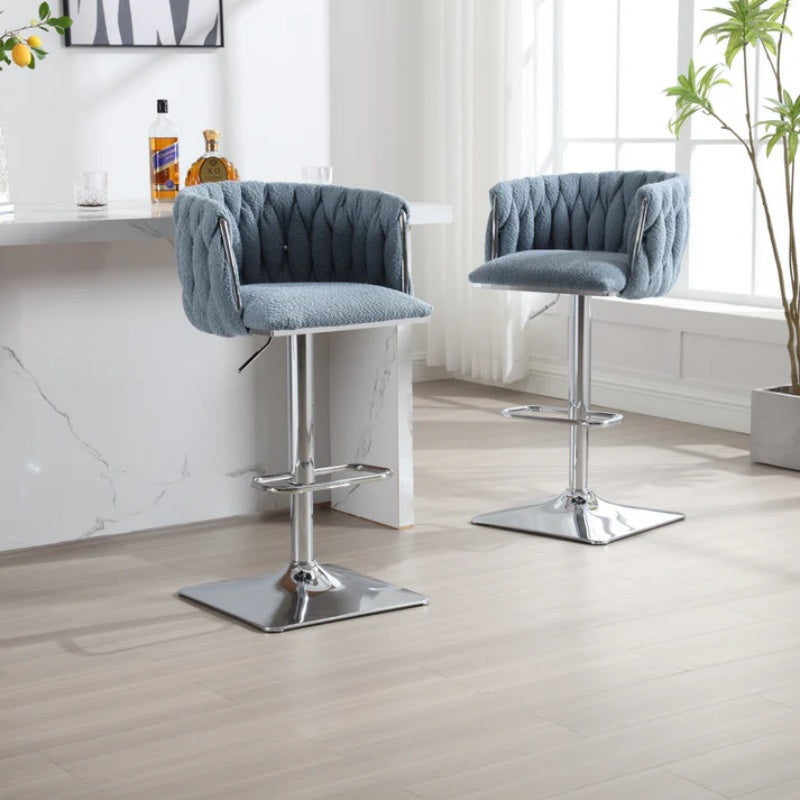 COOLMORE Vintage Bar Stools with Back and Footrest Counter Height Dining Chairs 2PC/SET-海智集-Default-