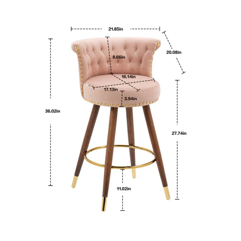 COOLMORE Swivel Bar Stools with Backrest Footrest ,with a fixed height of 360 degrees-海智集-Default-