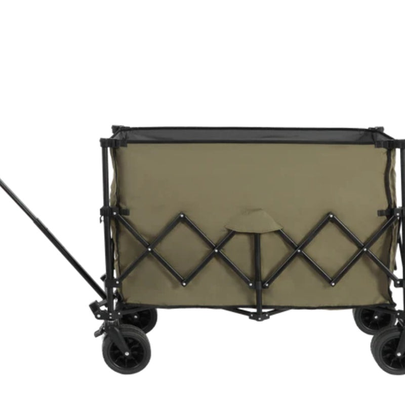 Beach Wagon,Collapsible Wagon 220lbs with Big Wheels Foldable Wagon Carts, Heavy Duty 300L Folding Utility Garden Cart with Big All-Terrain Beach Wheels & Drink Holders. Army Green-海智集-Default-