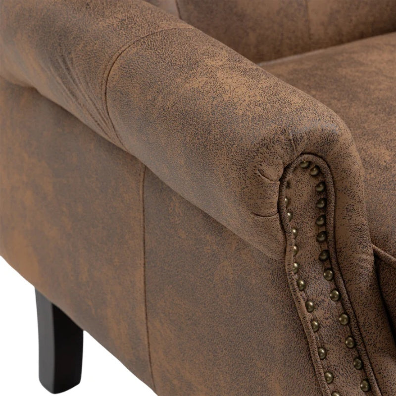 Modern Coffee Wood Frame Armchair with Sturdy Wood Legs and Microsuede Upholstery for Living Room-海智集-Default-