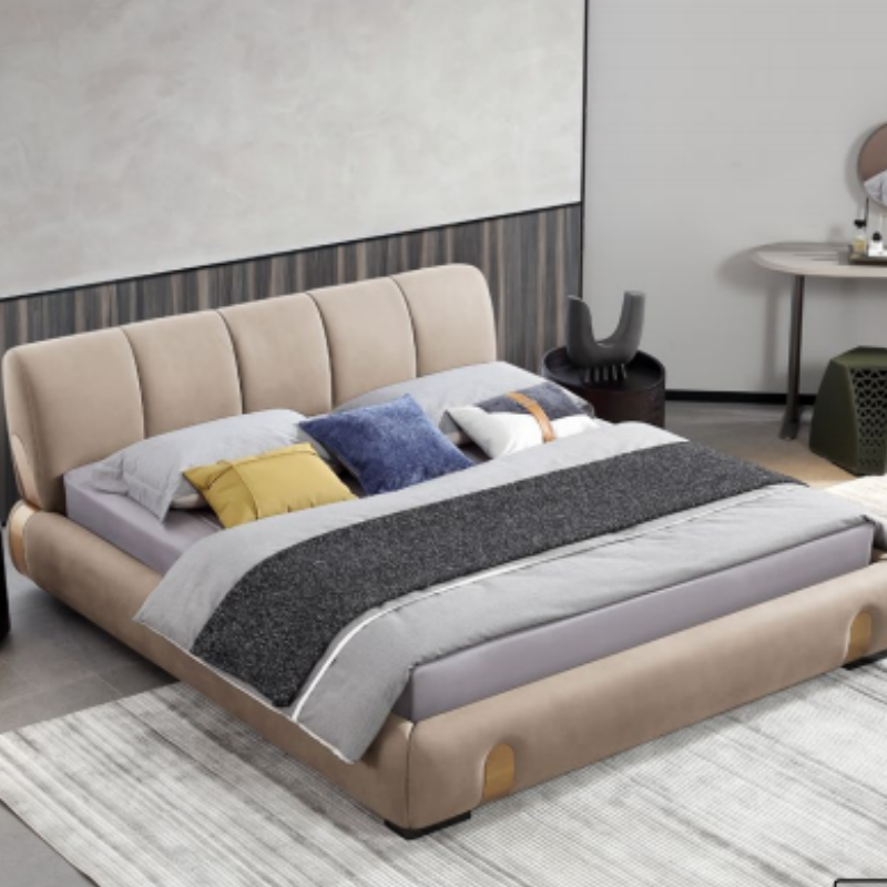 Luo LAN Series Italian Light Luxury Leather Bed 1907 # 232 * 204 * 92 (Single bed without bedside table)-海智集-