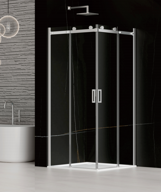 T-shaped extremely narrow stainless steel swing door, dry-wet separation shower room partition, glass bathroom, shower room sliding door-海智集-