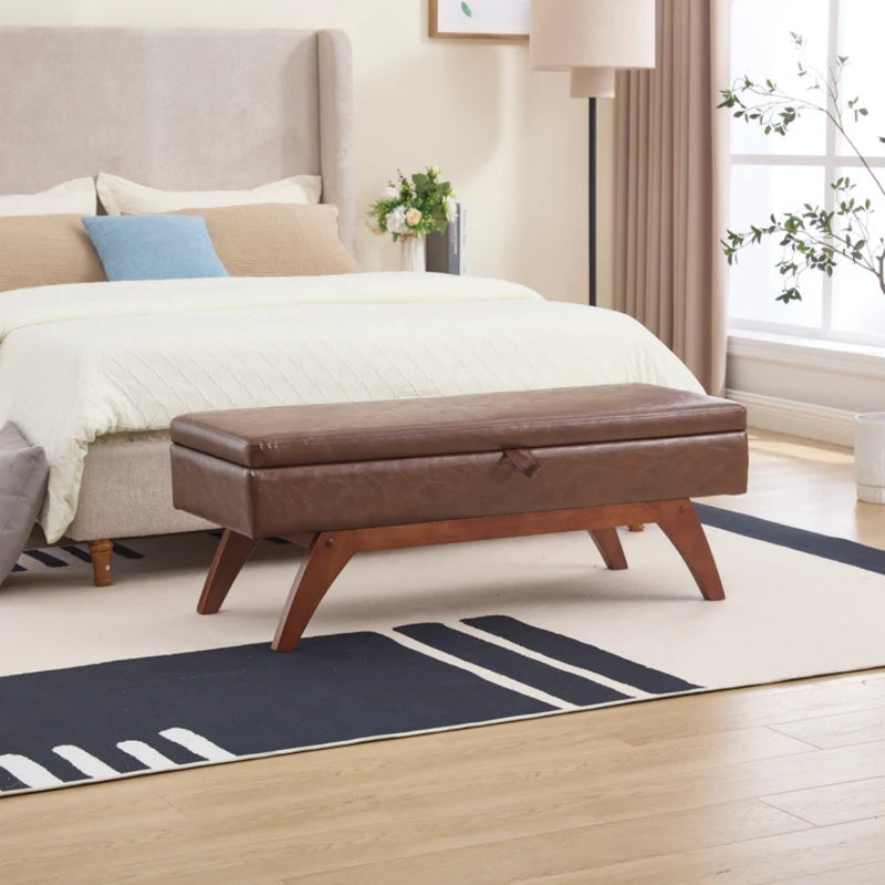 COOLMORE Teddy wool fabric, solid wood feet for solid weighing, and bed end stool with storage function-海智集-Default-