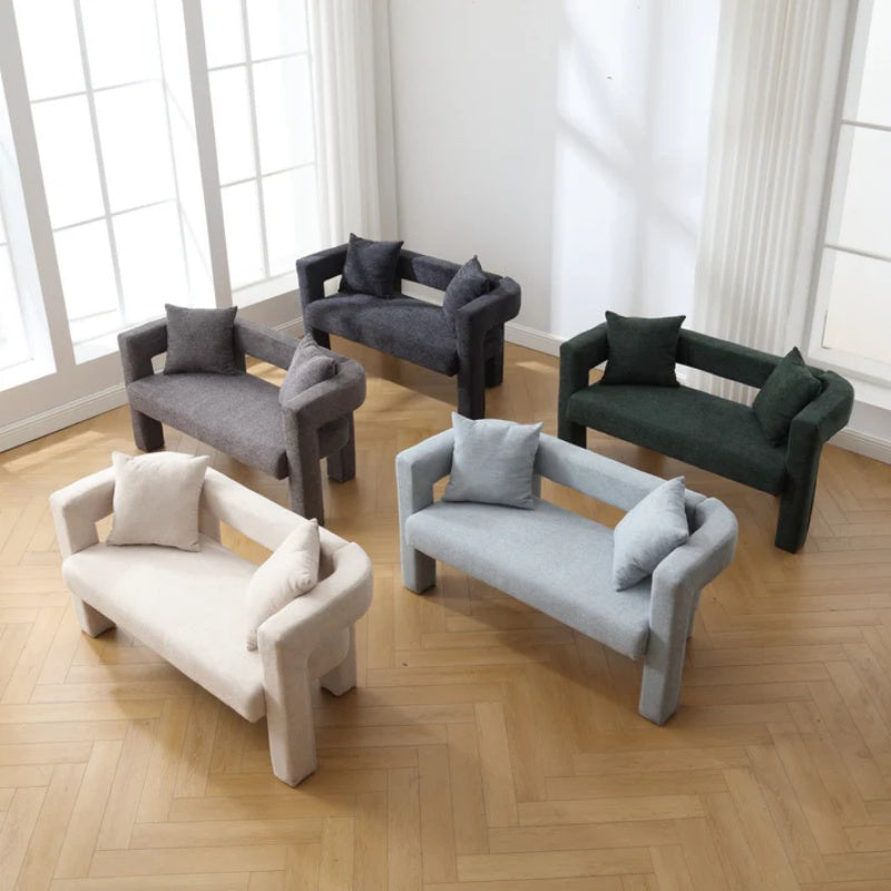Modern Chenille Loveseat Sofa, Comfy Upholstered 2-Seater, Emerald, Small Accent Couch for Living Room or Bedroom-海智集-Default-