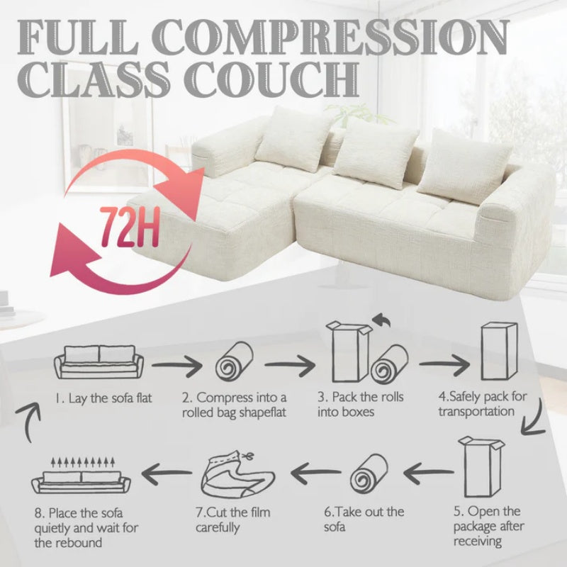 UNITED WE WIN 98.42-inch modular sectional sofa, modern modular L-shaped sofa with chaise longue, equipped with small side pockets and free of compression during installation.-海智集-Default-