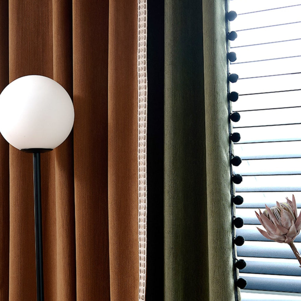 Leaf Shadow Curtain:Elegant Ancient Style, Light Blocking Soft Texture, High-Quality Drapery for a Cozy Atmosphere-海智集-