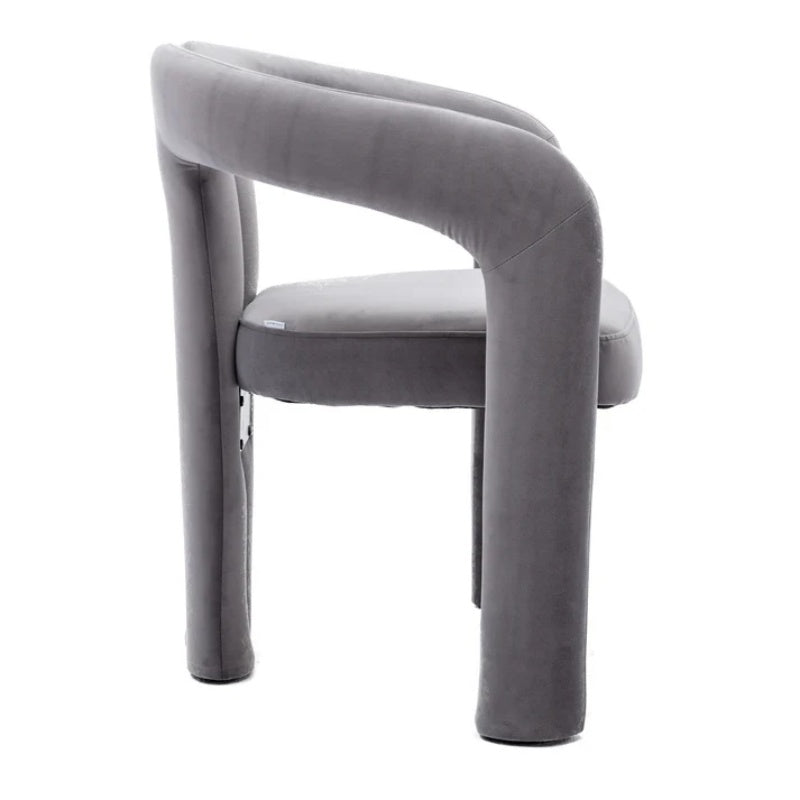 Contemporary Designed Velvet Fabric Upholstered Accent/Dining Chair /Barrel Side Chairs Kitchen Armchair for Living Room set of 2 (Gray Velvet)-海智集-Default-