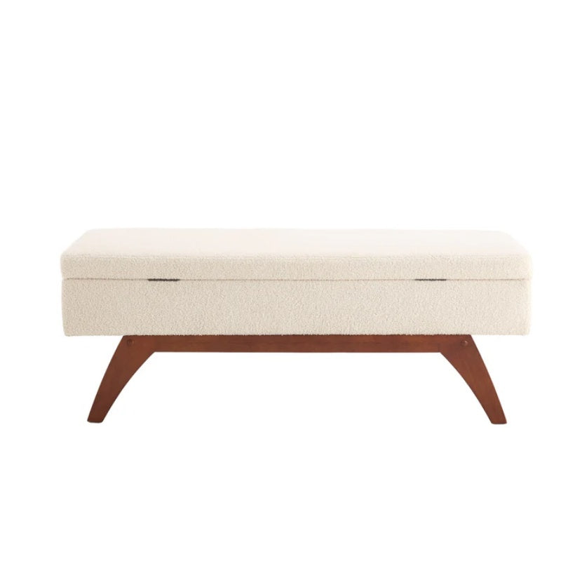 COOLMORE Teddy wool fabric, solid wood feet for solid weighing, and bed end stool with storage function-海智集-Default-