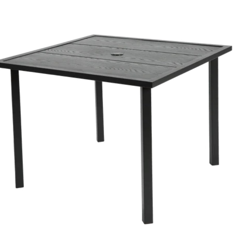 5-Piece Wicker Outdoor Table and Chairs, Patio Dining Set w/Square steel Tabletop and Umbrella Hole, Patio Table and Chairs Set for Backyard Deck Balcony Front Porch-海智集-Default-