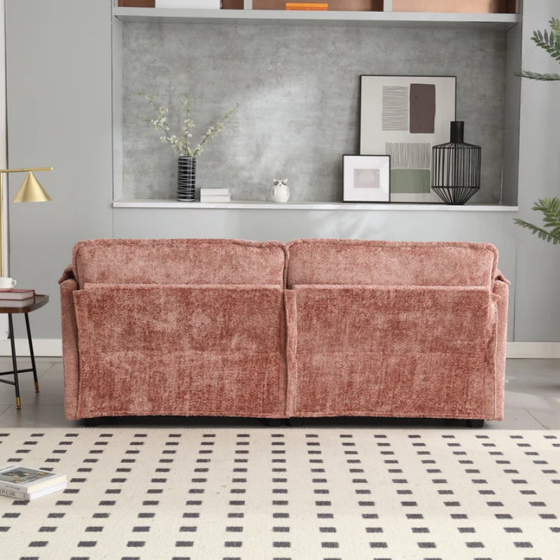 UNITED WE WIN Chenille fabric, removable armrests with side pockets, high density sponge filling, oversized double sofa with footstool-海智集-Default-