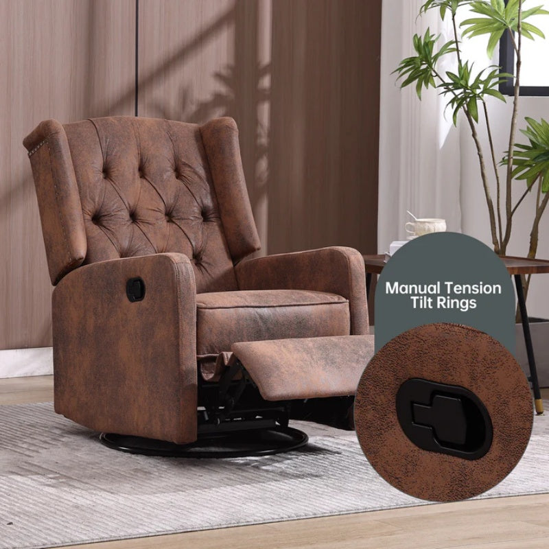COOLMORE Rocking Recliner Chair,360 Degree Swivel Nursery Rocking Chair,Glider Chair,Modern Small Rocking Swivel Recliner Chair for Bedroom,Living Room Chair Home Theater Seat (Coffee)-海智集-Default-