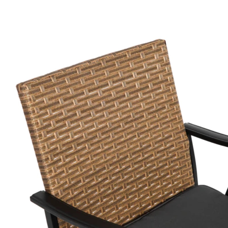 5-Piece Wicker Outdoor Table and Chairs, Patio Dining Set w/Square steel Tabletop and Umbrella Hole, Patio Table and Chairs Set for Backyard Deck Balcony Front Porch-海智集-Default-