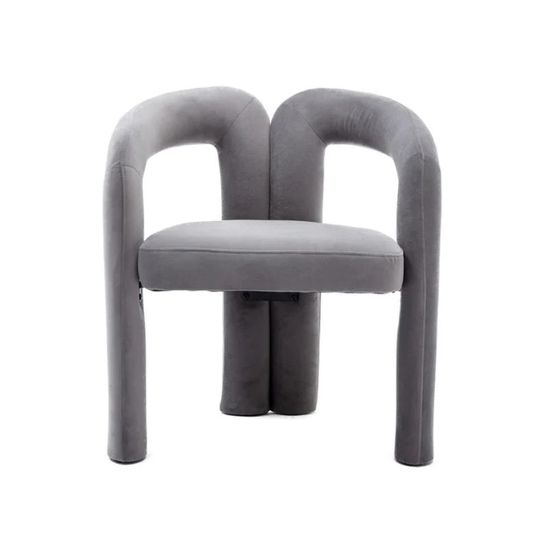 Contemporary Designed Velvet Fabric Upholstered Accent/Dining Chair /Barrel Side Chairs Kitchen Armchair for Living Room set of 2 (Gray Velvet)-海智集-Default-