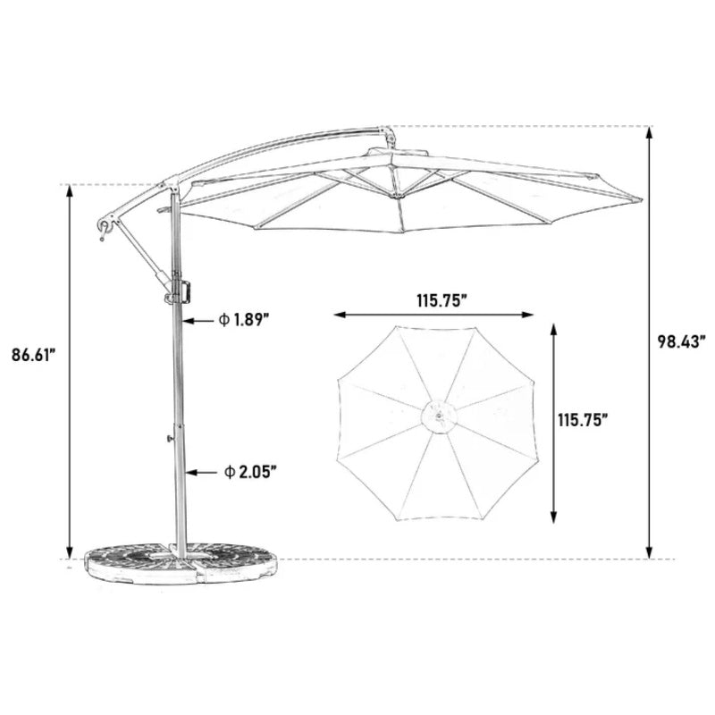 Best Choice Products 10ft Offset Hanging Market Patio Umbrella w/Easy Tilt Adjustment, Polyester Shade, 8 Ribs for Backyard, Poolside - ( khaki )(No Base)-海智集-Default-