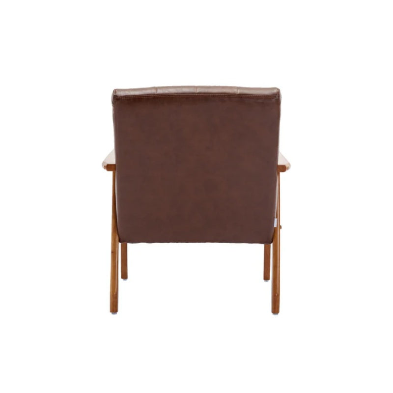 Accent Chairs Set of 2 with Side Table, Mid Century Modern Accent Chair, Wood and Fabric Armchairs Side Chair, Lounge Reading Comfy Arm Chair for Living Room, Bedroom, Office-海智集-Default-
