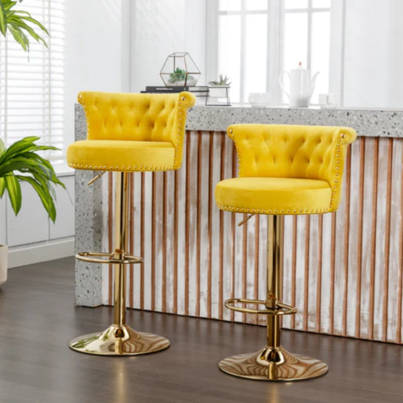 COOLMORE Swivel Bar Stools Set of 2 Adjustable Counter Height Chairs with Footrest for Kitchen, Dining Room 2PC/SET-海智集-Default-