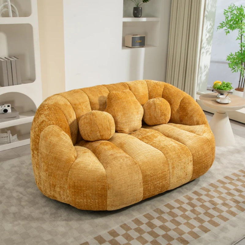 Lazy Sofa High Back Bean Bag Chair Couch Yellow Chenille for Adults & Kids Indoor Outdoor-海智集-Default-