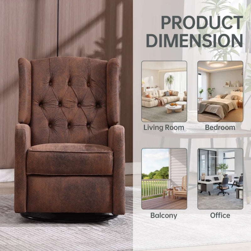COOLMORE Rocking Recliner Chair,360 Degree Swivel Nursery Rocking Chair,Glider Chair,Modern Small Rocking Swivel Recliner Chair for Bedroom,Living Room Chair Home Theater Seat (Coffee)-海智集-Default-