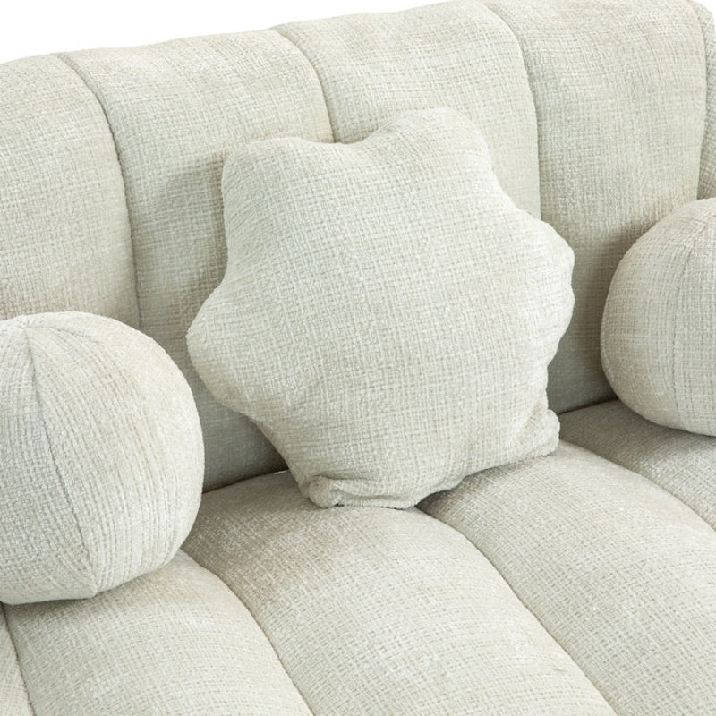 High Back Bean Bag Sofa Couch for Adults and Kids, Comfortable White Chenille Lounger, Indoor & Outdoor Use-海智集-Default-