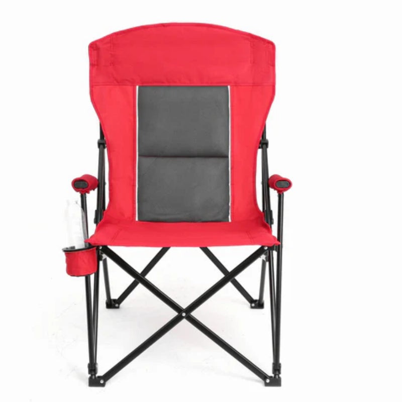 High Back Heavy Duty Lawn Chair Support 250LBS, Portable Collapsible Chair with Cup Holder -Red-海智集-Default-
