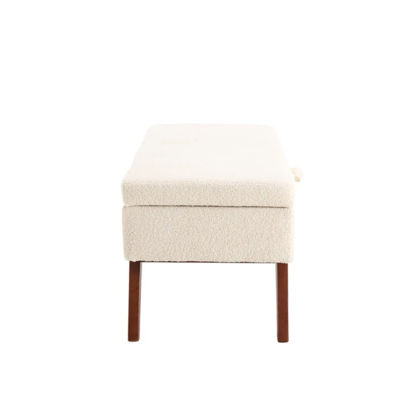 COOLMORE Teddy wool fabric, solid wood feet for solid weighing, and bed end stool with storage function-海智集-Default-
