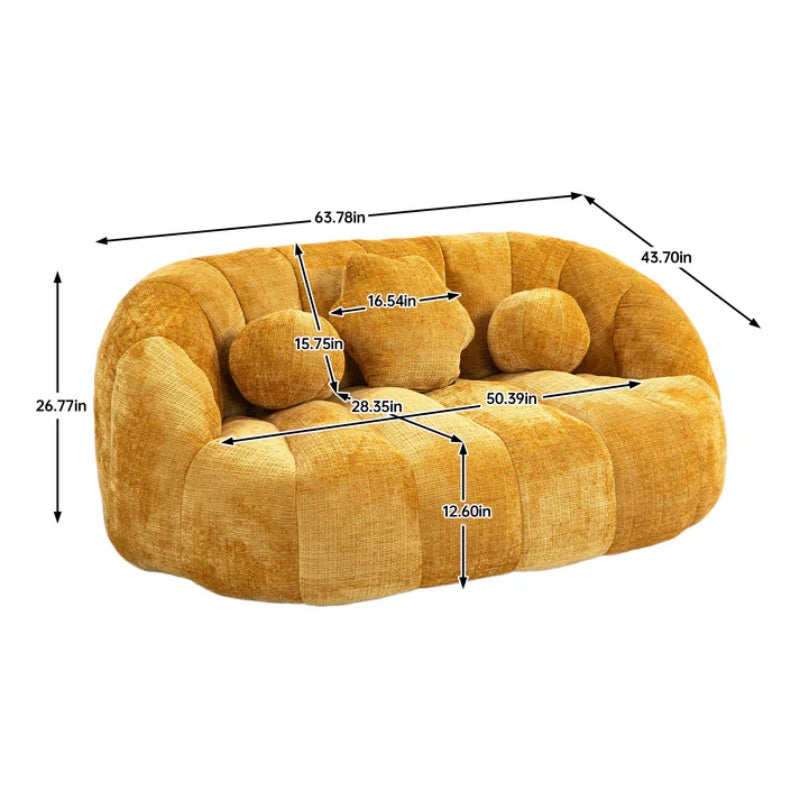 Lazy Sofa High Back Bean Bag Chair Couch Yellow Chenille for Adults & Kids Indoor Outdoor-海智集-Default-