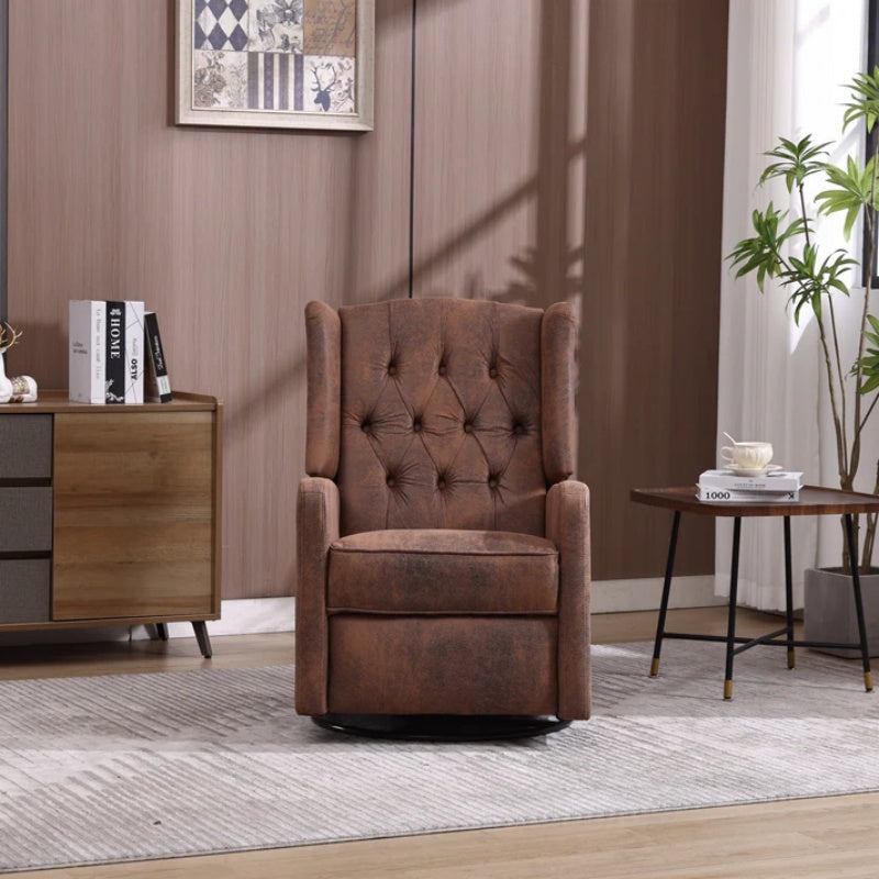 COOLMORE Rocking Recliner Chair,360 Degree Swivel Nursery Rocking Chair,Glider Chair,Modern Small Rocking Swivel Recliner Chair for Bedroom,Living Room Chair Home Theater Seat (Coffee)-海智集-Default-