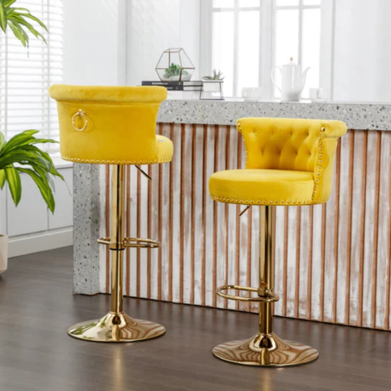COOLMORE Swivel Bar Stools Set of 2 Adjustable Counter Height Chairs with Footrest for Kitchen, Dining Room 2PC/SET-海智集-Default-