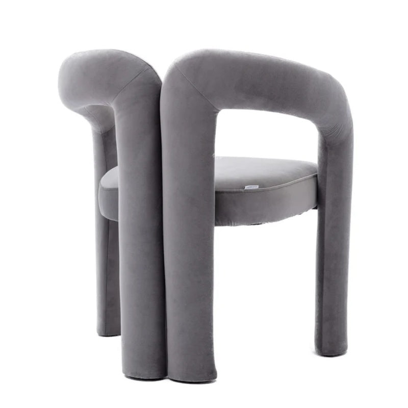Contemporary Designed Velvet Fabric Upholstered Accent/Dining Chair /Barrel Side Chairs Kitchen Armchair for Living Room set of 2 (Gray Velvet)-海智集-Default-