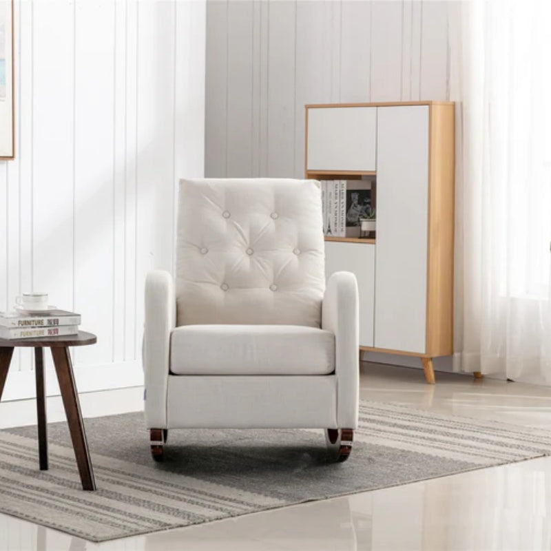 High Back Rocking Chair Nursery Chair .Comfortable Rocker Fabric Padded Seat .Modern High Back Armchair-海智集-Default-