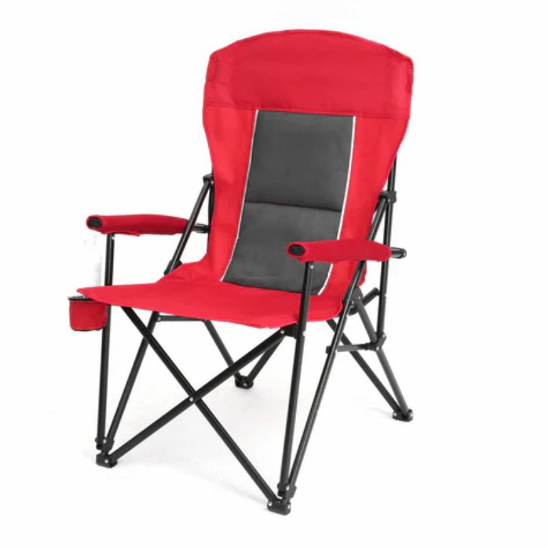 High Back Heavy Duty Lawn Chair Support 250LBS, Portable Collapsible Chair with Cup Holder -Red-海智集-Default-
