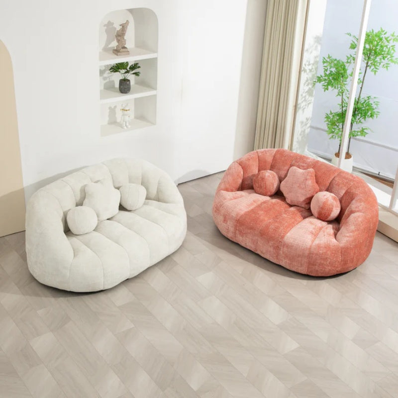 High Back Bean Bag Sofa Couch for Adults and Kids, Comfortable White Chenille Lounger, Indoor & Outdoor Use-海智集-Default-