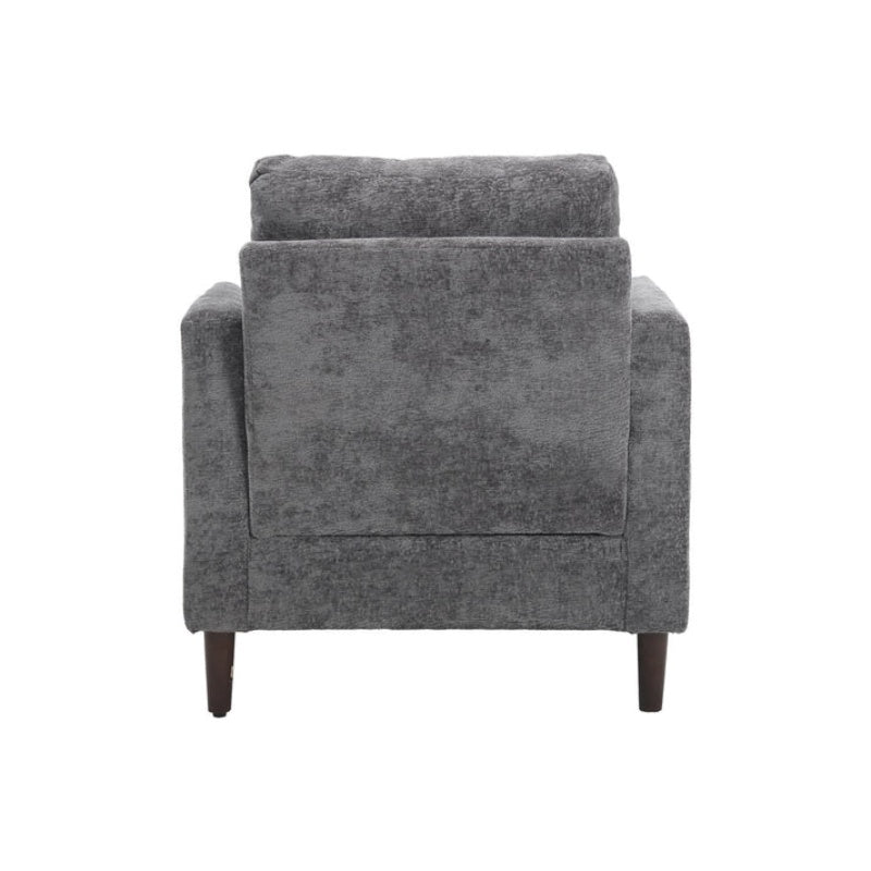 Wood Frame Armchair, Modern Accent Chair Lounge Chair for Living Room,Tufted Club Chair, Mid Century Modern Arm Chairs with Studded, Solid Wood Frame, for Bedroom, Reading (Gray Chenille)-海智集-Default-