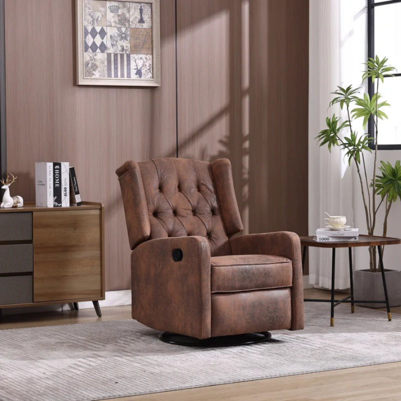 COOLMORE Rocking Recliner Chair,360 Degree Swivel Nursery Rocking Chair,Glider Chair,Modern Small Rocking Swivel Recliner Chair for Bedroom,Living Room Chair Home Theater Seat (Coffee)-海智集-Default-