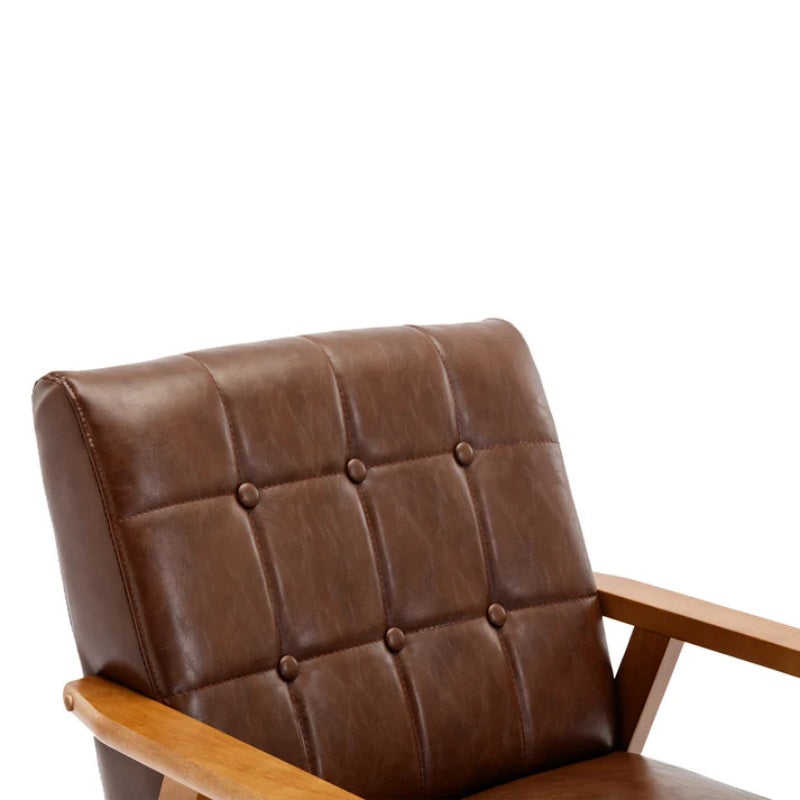 Accent Chairs Set of 2 with Side Table, Mid Century Modern Accent Chair, Wood and Fabric Armchairs Side Chair, Lounge Reading Comfy Arm Chair for Living Room, Bedroom, Office-海智集-Default-
