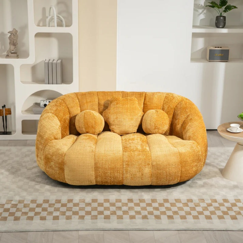 Lazy Sofa High Back Bean Bag Chair Couch Yellow Chenille for Adults & Kids Indoor Outdoor-海智集-Default-