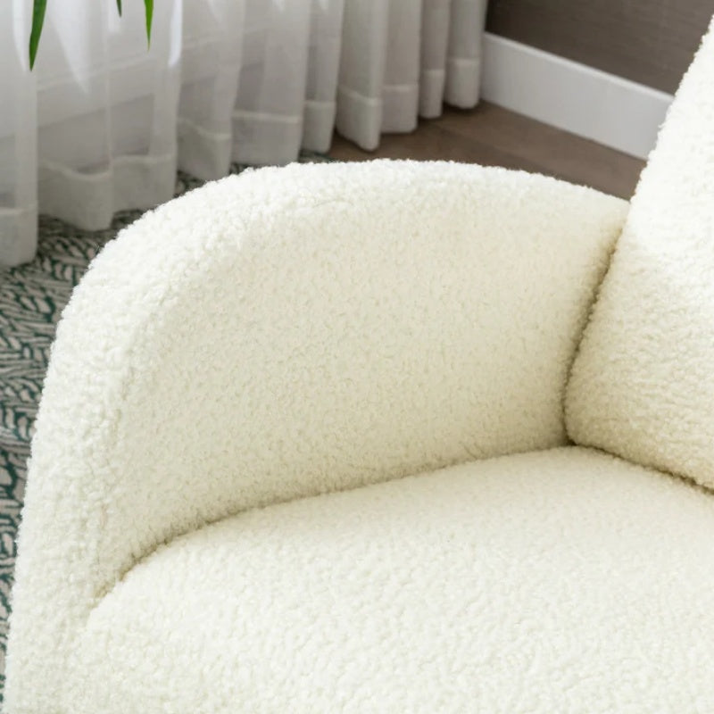 COOLMORE Rocking Chair, Modern Glider Chair, Recliner Armchair with Wood Legs and Side Pocket, Nursery Rocking Accent Chair with High Back for Living Room Bedroom (White Teddy)-海智集-Default-