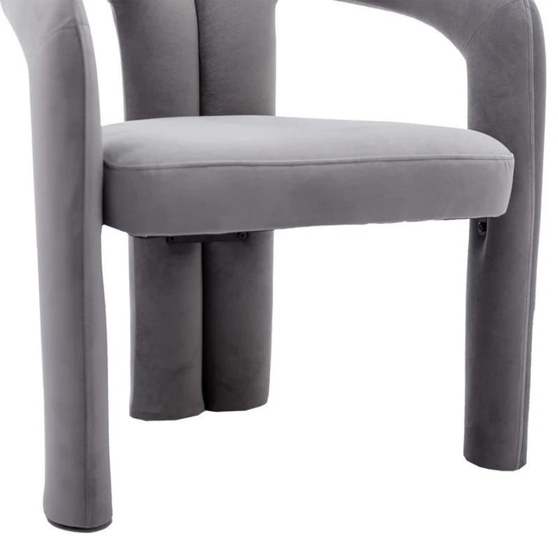 Contemporary Designed Velvet Fabric Upholstered Accent/Dining Chair /Barrel Side Chairs Kitchen Armchair for Living Room set of 2 (Gray Velvet)-海智集-Default-
