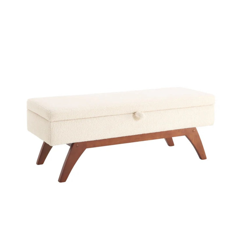 COOLMORE Teddy wool fabric, solid wood feet for solid weighing, and bed end stool with storage function-海智集-Default-