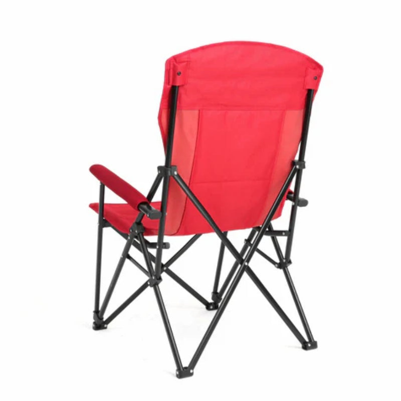 High Back Heavy Duty Lawn Chair Support 250LBS, Portable Collapsible Chair with Cup Holder -Red-海智集-Default-
