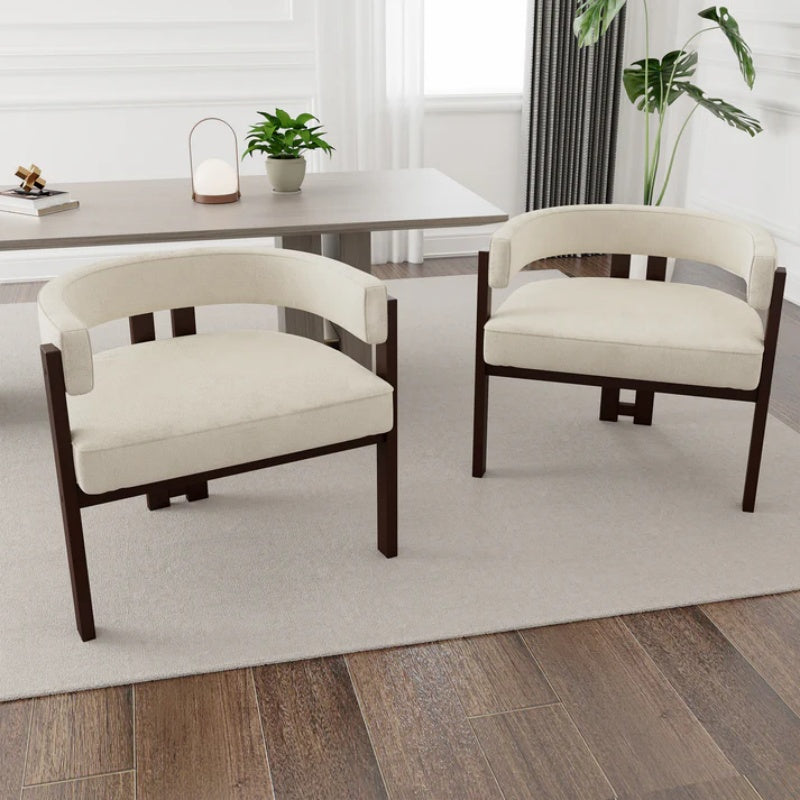 Modern Accent Chair Teddy Upholstered Armchair Beige Chenille 24.41'' x 20.47'' x 25.20''-海智集-Default-