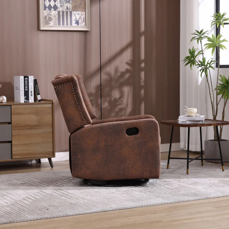 COOLMORE Rocking Recliner Chair,360 Degree Swivel Nursery Rocking Chair,Glider Chair,Modern Small Rocking Swivel Recliner Chair for Bedroom,Living Room Chair Home Theater Seat (Coffee)-海智集-Default-