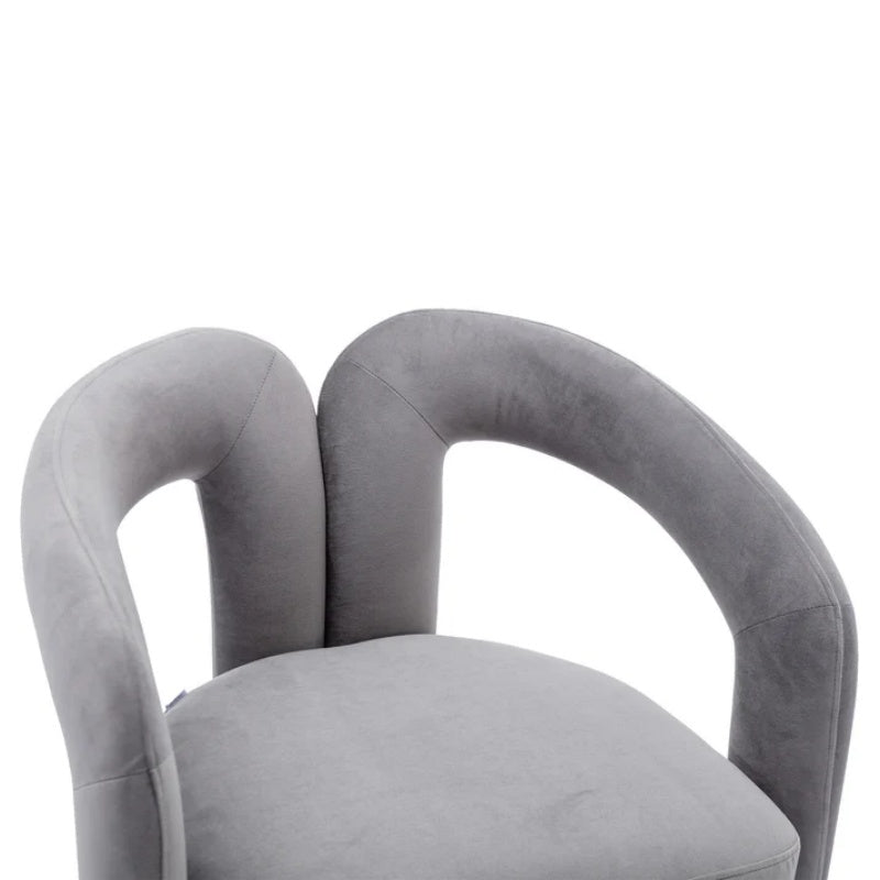 Contemporary Designed Velvet Fabric Upholstered Accent/Dining Chair /Barrel Side Chairs Kitchen Armchair for Living Room set of 2 (Gray Velvet)-海智集-Default-